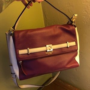 Kate Spade Burgundy and Cream Leather Bag